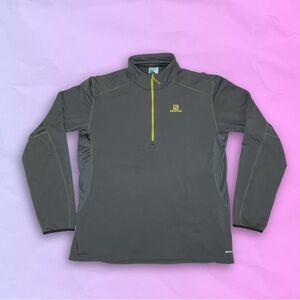 Mens Size XXL Salomon Grey & Green Half Zip Midlayer AdvancedSkin Thermal